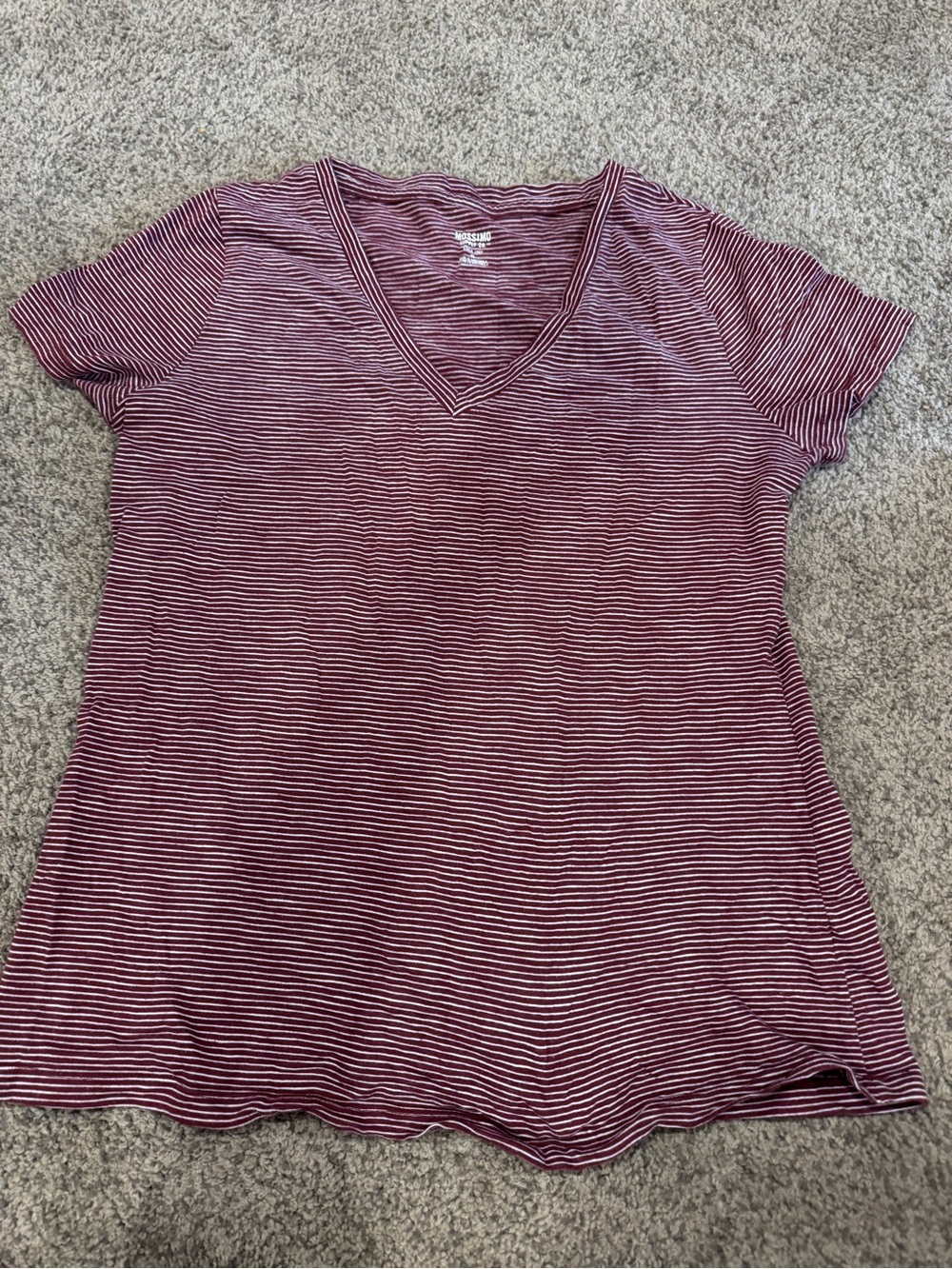 Mossimo Supply Co. Striped V-Neck Tee in Burgundy and White